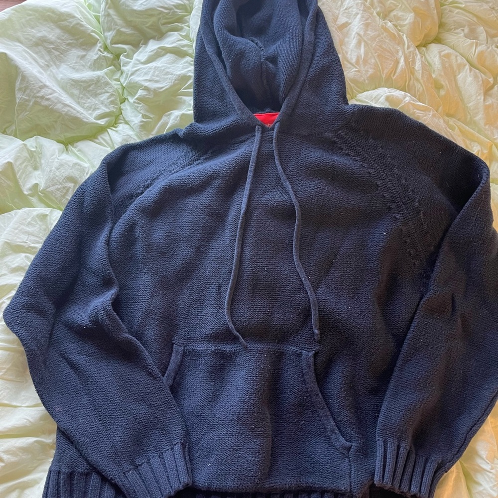 Navy Knit Hoodie